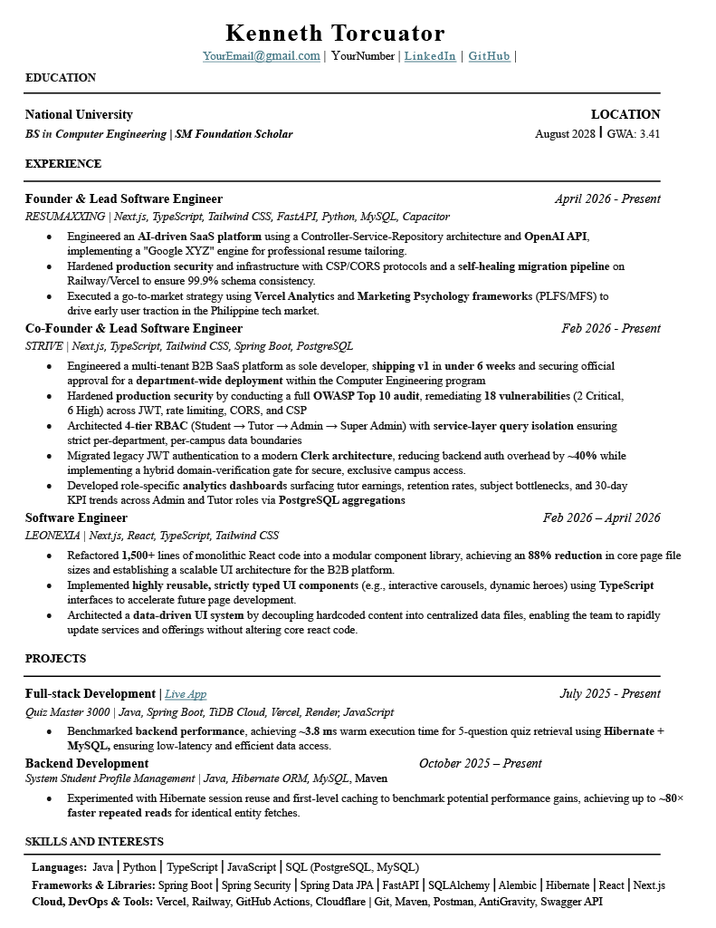 Standard Resume